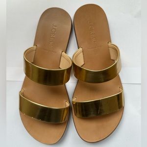 J.Crew gold dbl strap leather sandals made in Italy